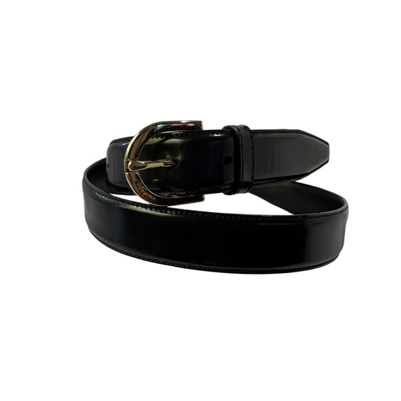 Genuine SALVATORE FERRAGAMO Black Patent Leather Belt 34 Made In Italy Unisex main image 4